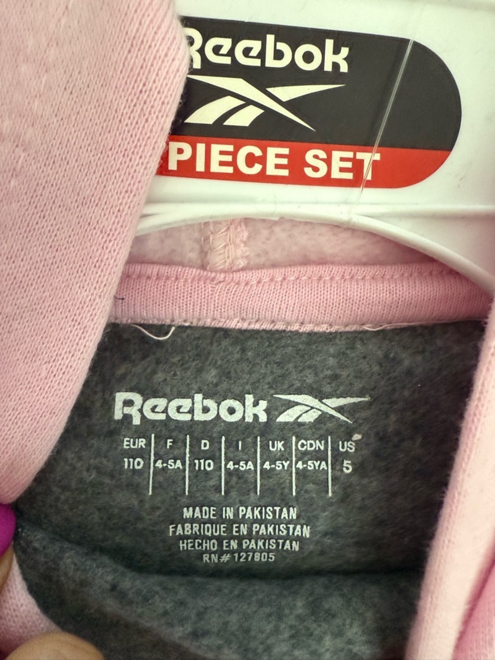 Reebok Girls Charcoal & Pink Sweatshirt Jogger Set - Picture 2 of 4